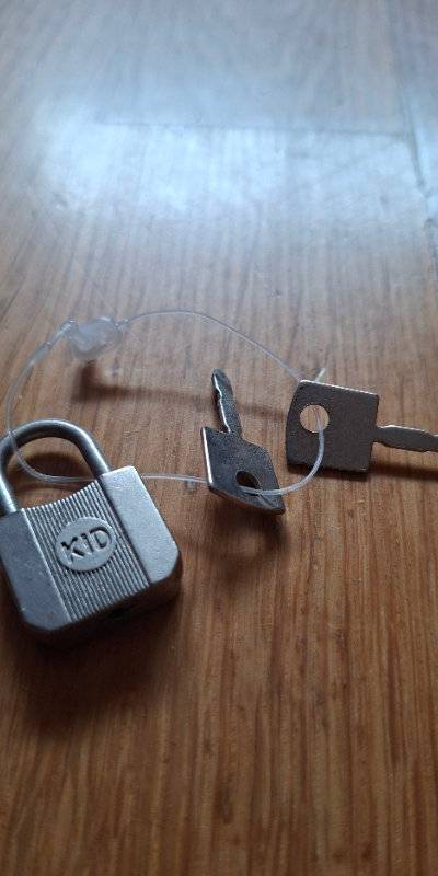 Candado con llave incluida.
